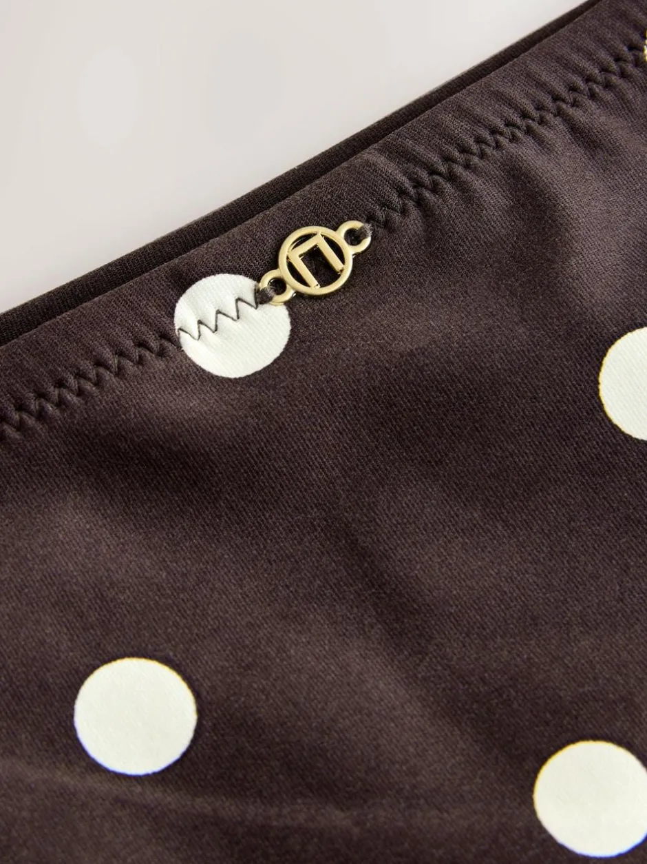 Next Chocolate Brown/Cream Spot Tie Side Bikini Bottoms Sale
