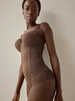 Next DD+ Firm Tummy Control Lightly Padded Lace Body Chocolate Nude Best