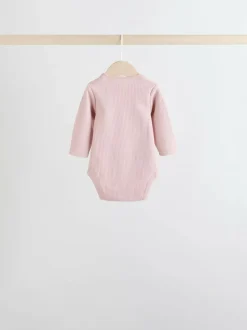 Next Chocolate Pink Long Sleeve Baby Bodysuits 5 Pack Sale