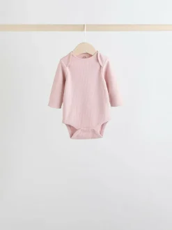 Next Chocolate Pink Long Sleeve Baby Bodysuits 5 Pack Sale