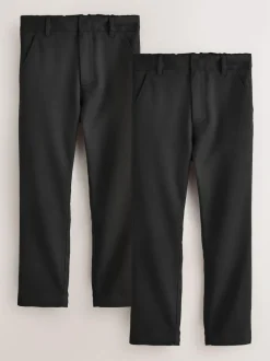 Clarks 2 Pack Regular Fit Fastening School Trousers Black Clearance