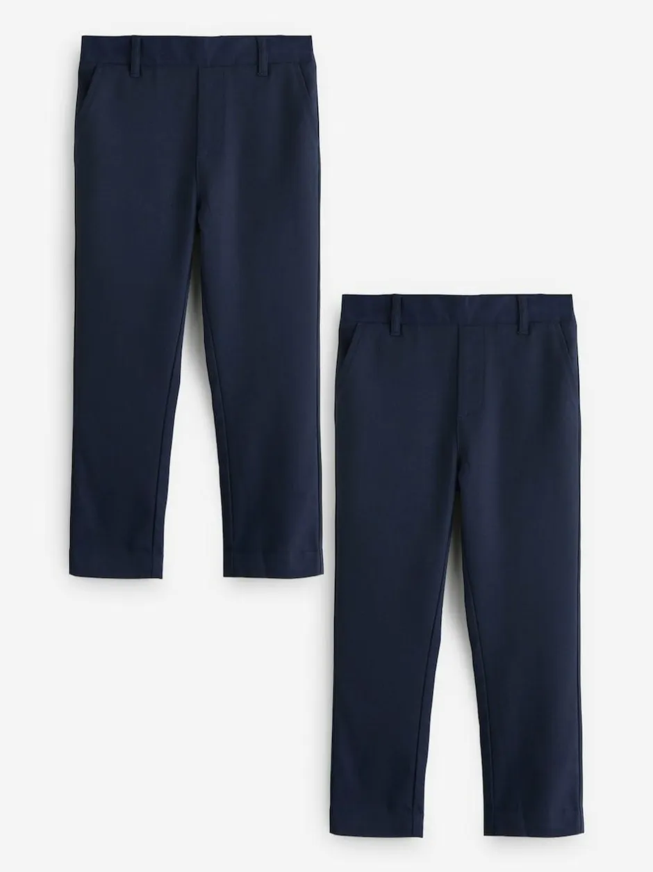 Clarks Pull On Regular Fit Trousers 2 Pack Navy Clearance
