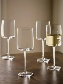 Next Clear Angular Set of 4 White Wine Glasses New