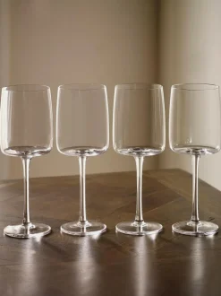 Next Clear Angular Set of 4 White Wine Glasses New