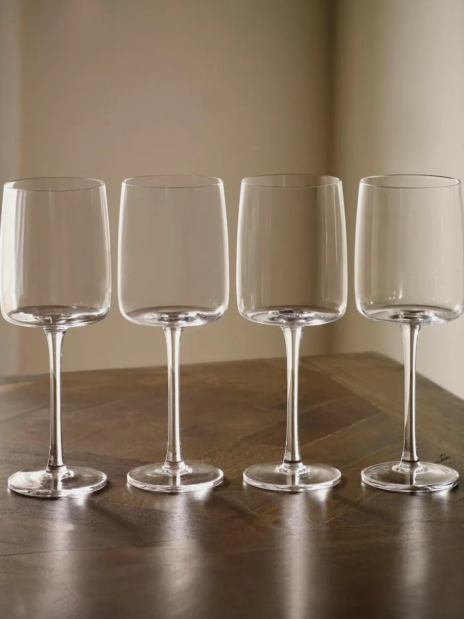 Next Clear Angular Set of 4 White Wine Glasses New