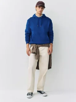Next Cobalt Blue Regular Fit Heavyweight Cotton Rich Jersey Hoodie Sale