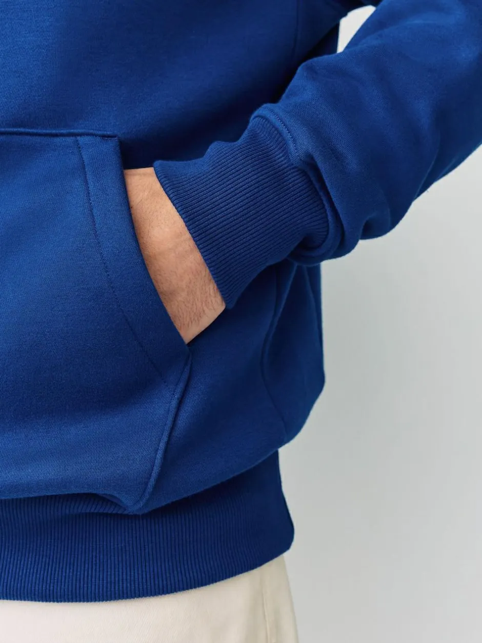 Next Cobalt Blue Regular Fit Heavyweight Cotton Rich Jersey Hoodie Sale