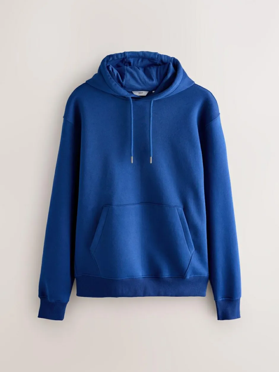 Next Cobalt Blue Regular Fit Heavyweight Cotton Rich Jersey Hoodie Sale