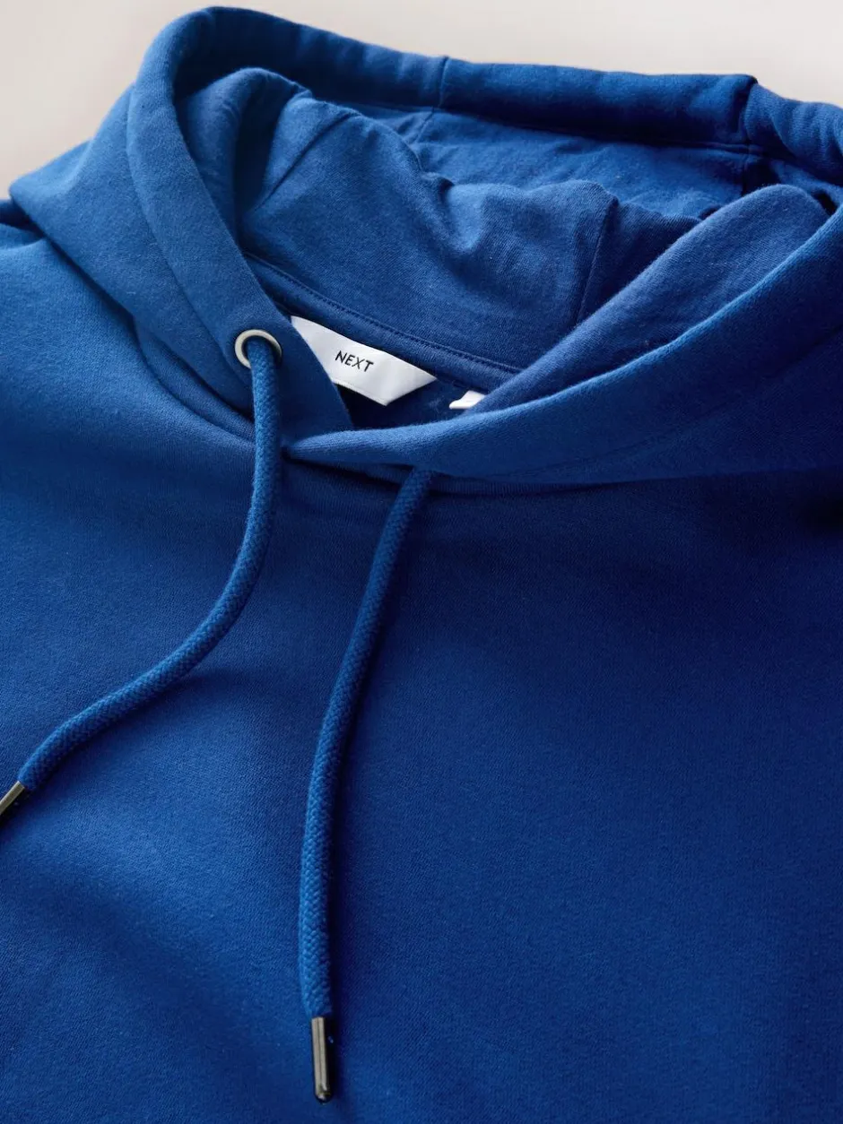 Next Cobalt Blue Regular Fit Heavyweight Cotton Rich Jersey Hoodie Sale