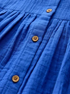 Next Textured Short Sleeve Dress (3mths-8yrs) Cobalt Blue Hot