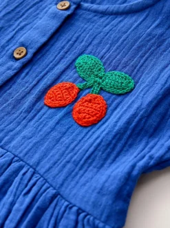 Next Textured Short Sleeve Dress (3mths-8yrs) Cobalt Blue Hot