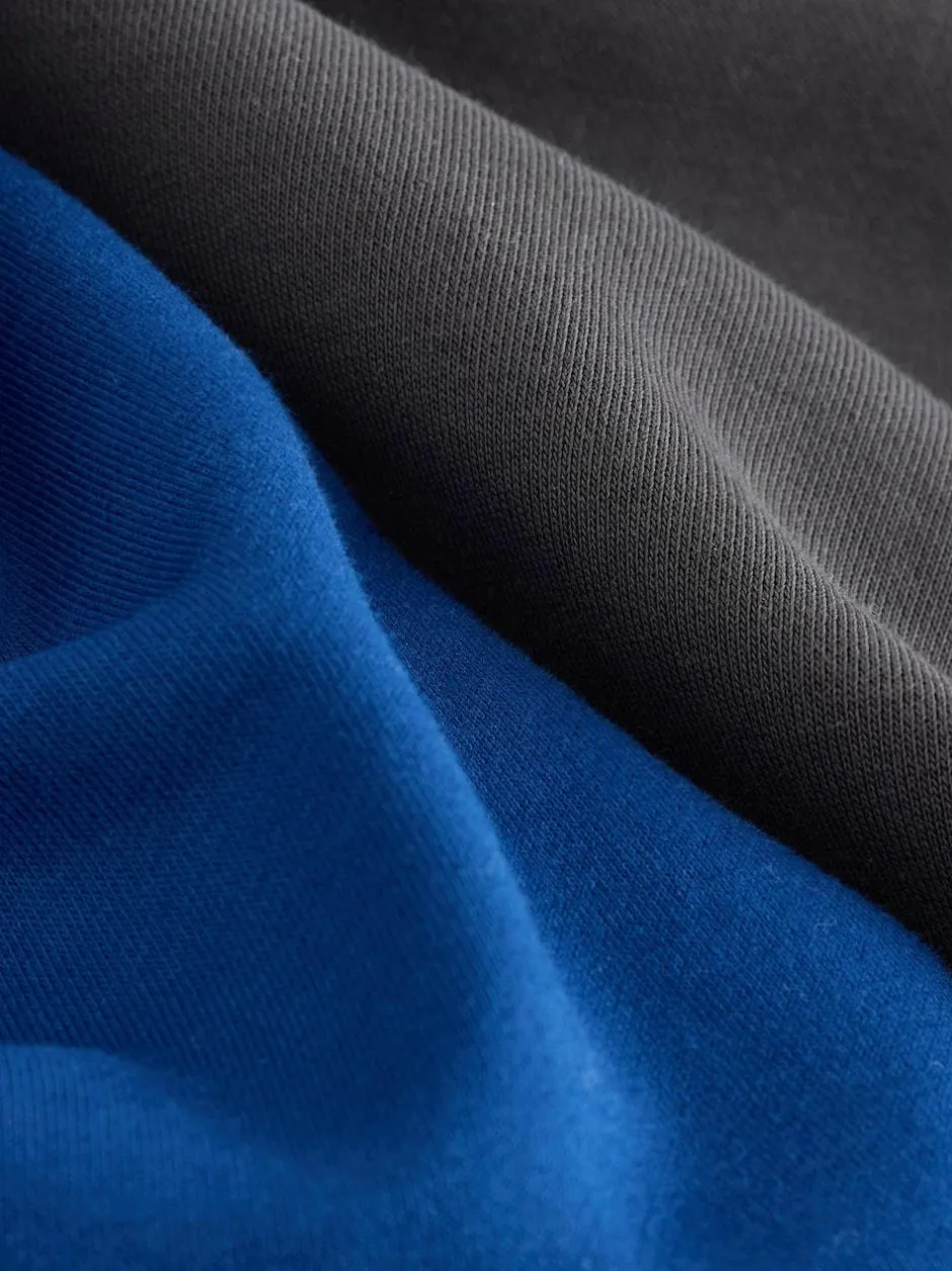 Next Cotton Rich Jersey Overhead Hoodies 2 Pack Cobalt Blue/Slate Grey Clearance