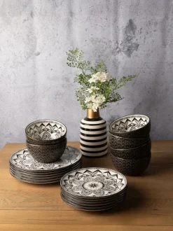 Code Maison 12 Piece Inari Dinner Set Black Clearance