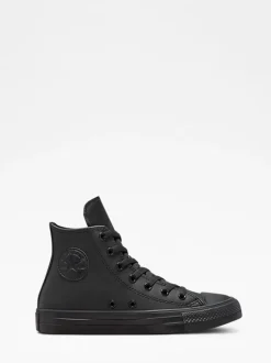 Converse Black Leather High Top Youth Trainers Clearance
