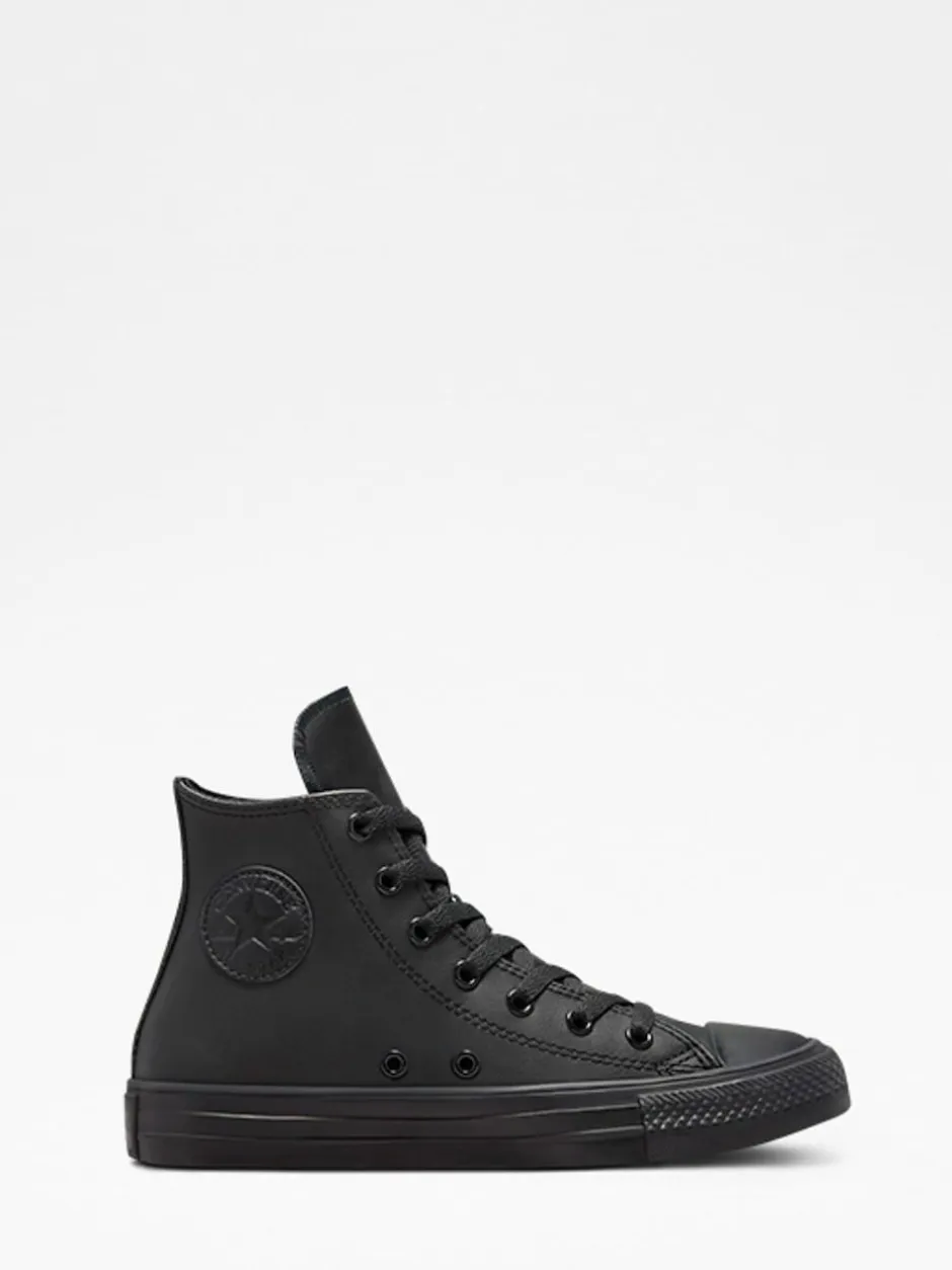 Converse Black Leather High Top Youth Trainers Clearance