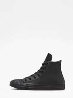 Converse Black Leather High Top Youth Trainers Clearance