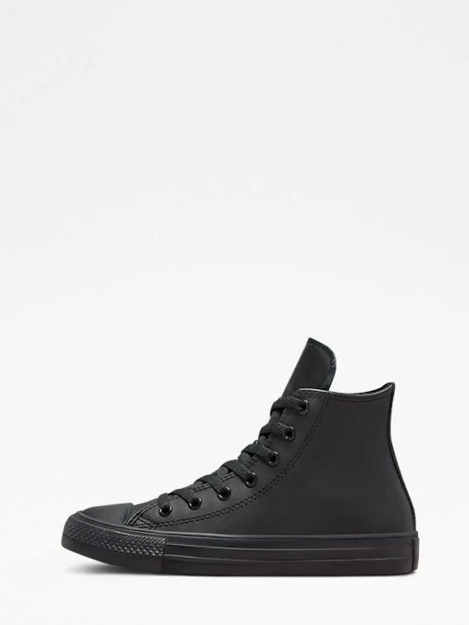 Converse Black Leather High Top Youth Trainers Clearance