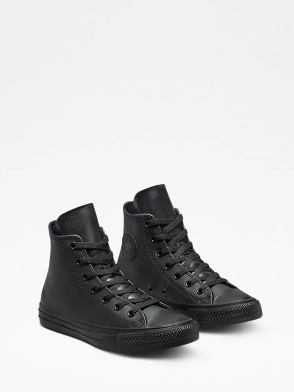 Converse Black Leather High Top Youth Trainers Clearance