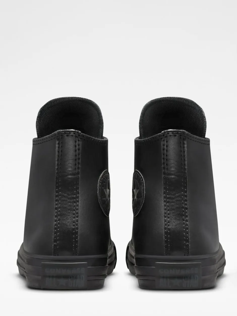 Converse Black Leather High Top Youth Trainers Clearance