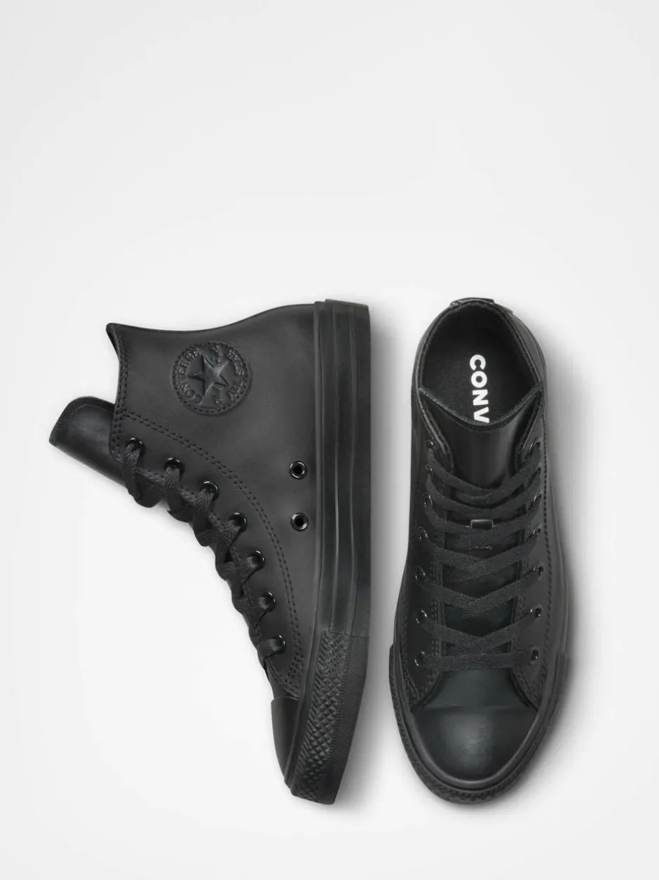 Converse Black Leather High Top Youth Trainers Clearance