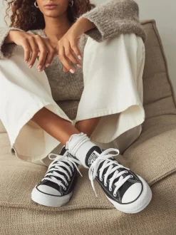 Converse Chuck Ox Trainers Black White Sale