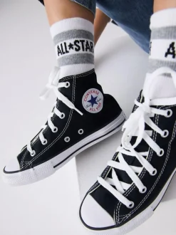 Converse Chuck Taylor High Top Junior Trainers Black/White Outlet