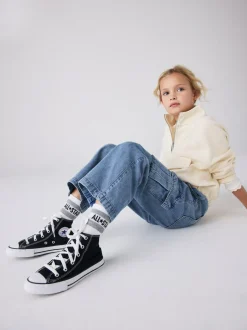 Converse Chuck Taylor High Top Junior Trainers Black/White Outlet
