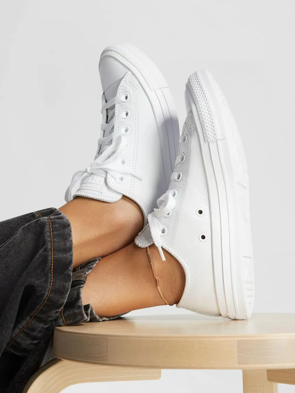 Converse White Chuck Taylor All Stars Leather Ox Trainers Discount
