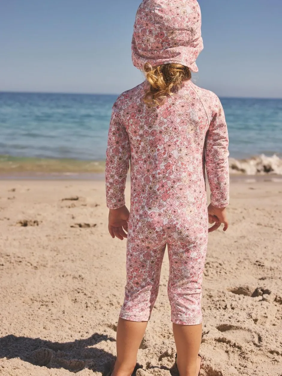 Next Swim Legionnaire Hat (3mths-10yrs) Coral Pink Ditsy Floral Print Clearance