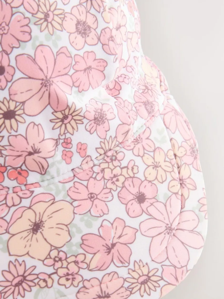 Next Swim Legionnaire Hat (3mths-10yrs) Coral Pink Ditsy Floral Print Clearance