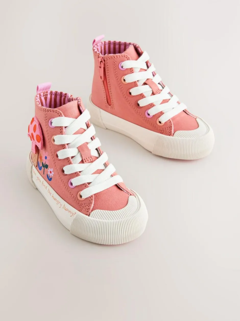Next Standard Fit (F) High Top Trainers Coral Pink Interactive Best