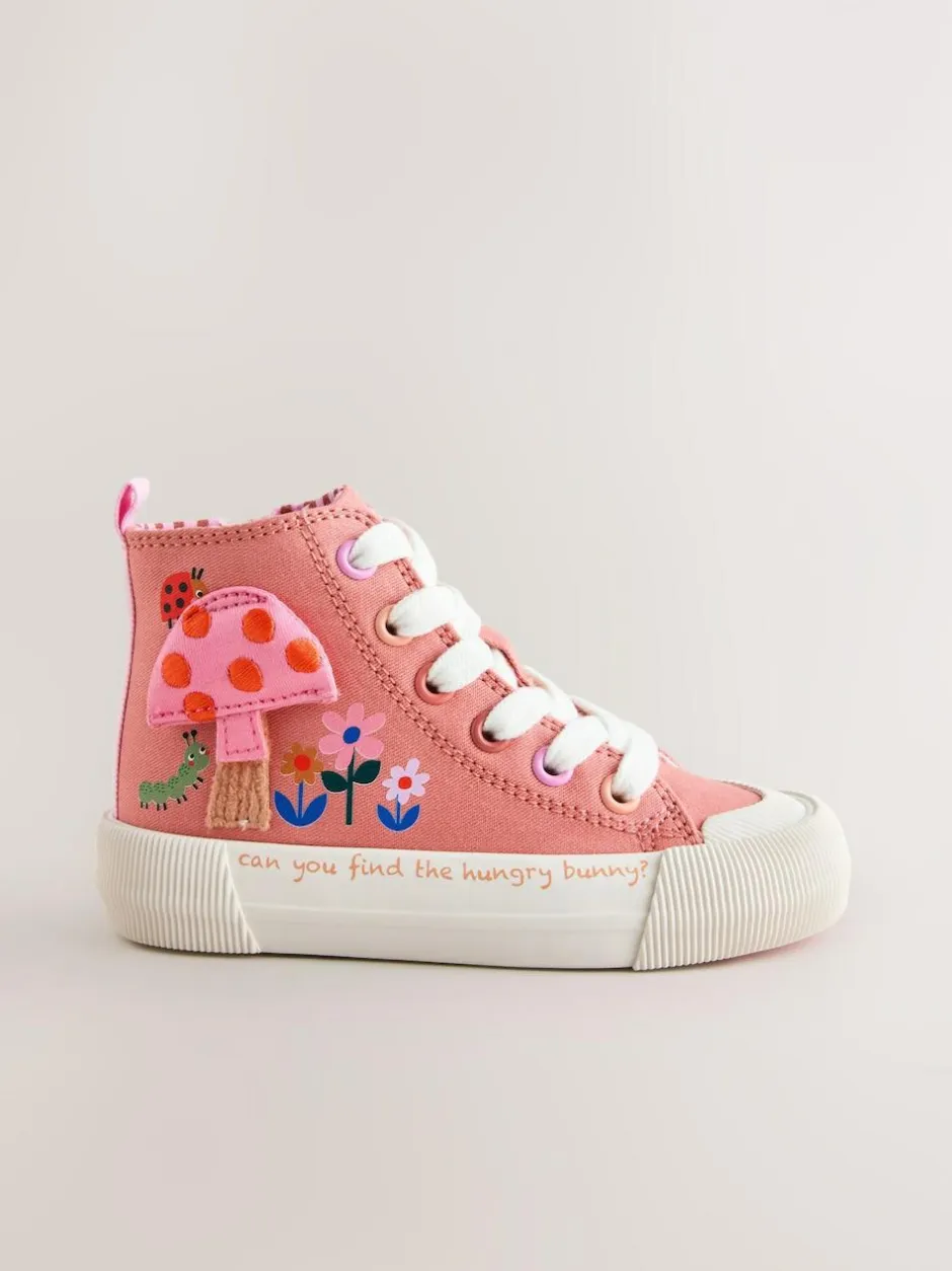 Next Standard Fit (F) High Top Trainers Coral Pink Interactive Best
