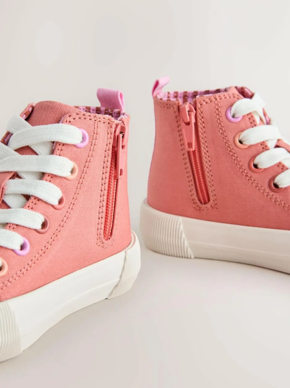 Next Standard Fit (F) High Top Trainers Coral Pink Interactive Best