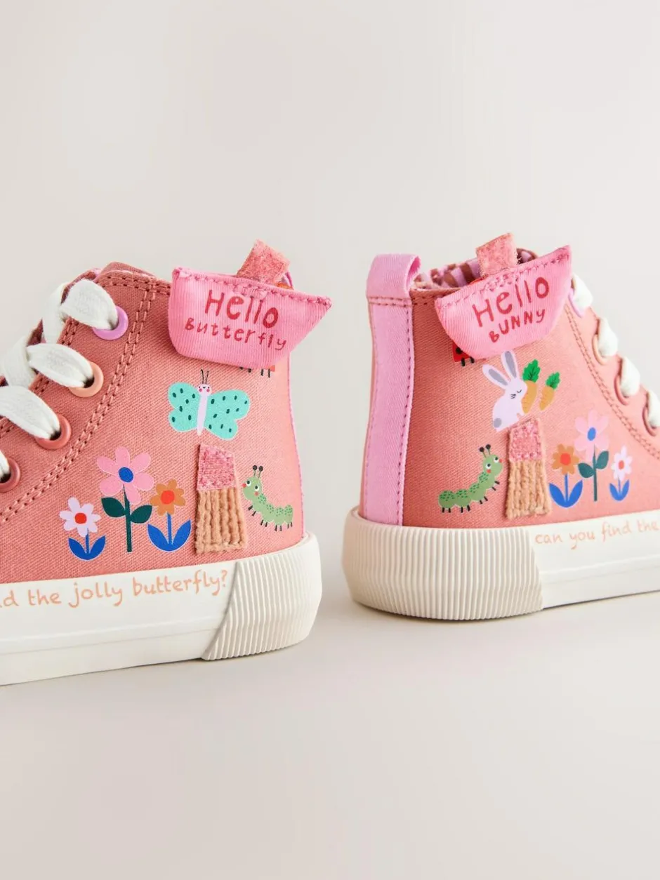 Next Standard Fit (F) High Top Trainers Coral Pink Interactive Best