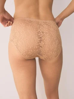 Next Midi All-Over Lace No VPL Knickers 3 Pack Coral Pink Hot