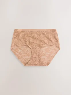 Next Midi All-Over Lace No VPL Knickers 3 Pack Coral Pink Hot