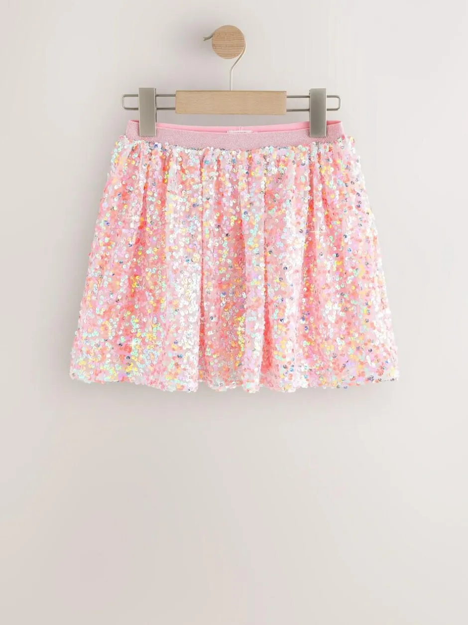 Next Sequin Skirt (3-16yrs) Coral Pink Best