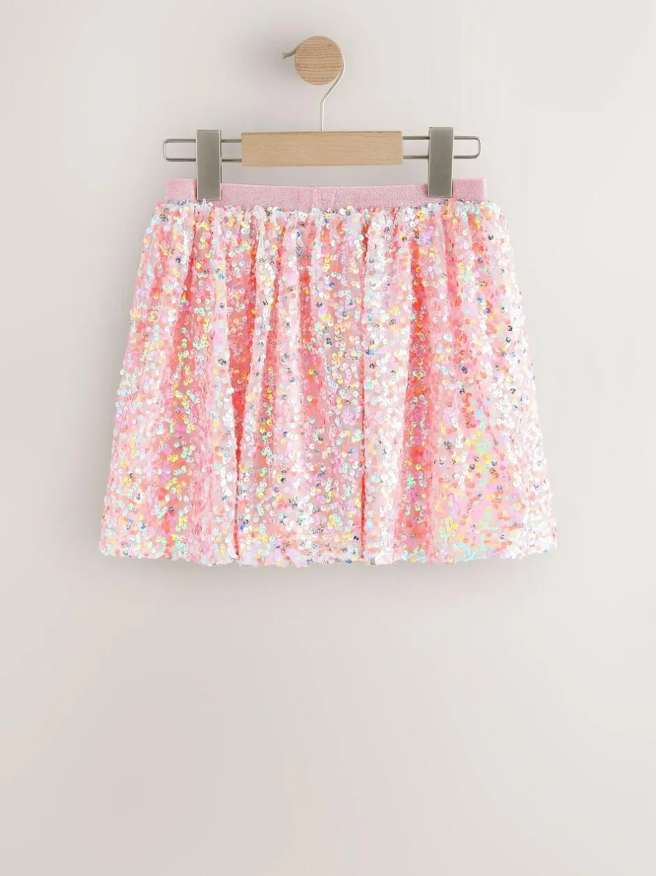 Next Sequin Skirt (3-16yrs) Coral Pink Best