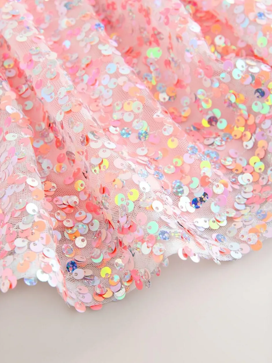 Next Sequin Skirt (3-16yrs) Coral Pink Best