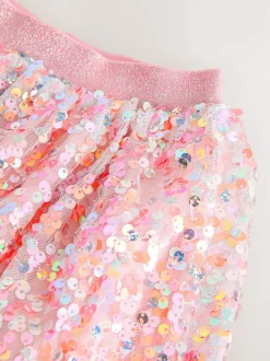 Next Sequin Skirt (3-16yrs) Coral Pink Best
