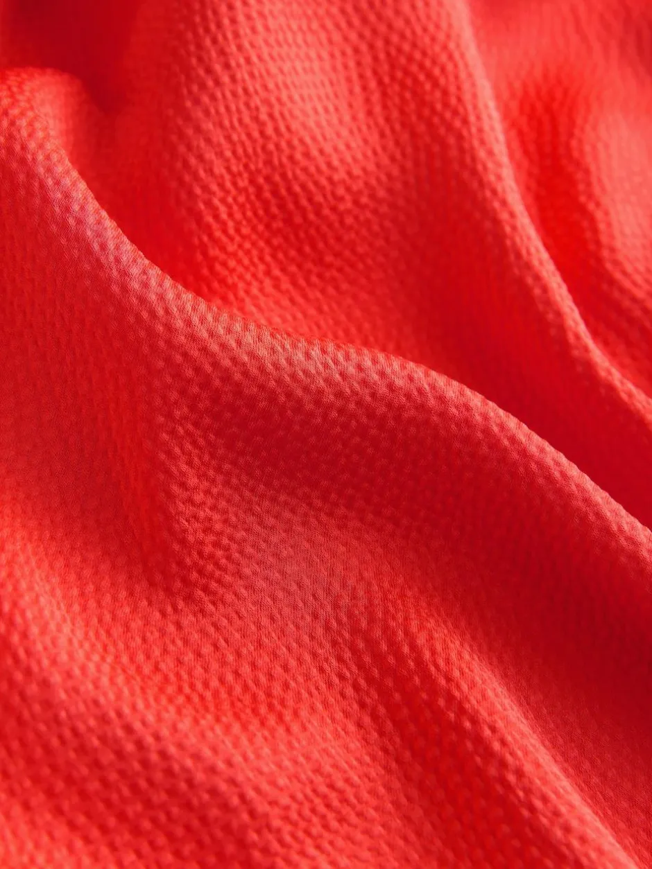 Next Textured Satin Scarf Neck Midi Dress Coral Pink New