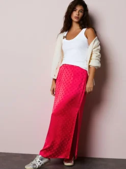Next Jacquard Polka Dot Satin Skirt Coral/Pink Best