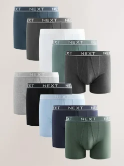 Next Core Grey/ Greens A-Front Boxers 10 Pack Sale