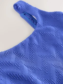 Next Cornflower Blue Textured Scoop Neck Tummy Control Swimsuit Outlet