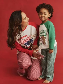 Cotton On Kids Matching Family Christmas Raglan Long Sleeve Pyjamas Green Hot