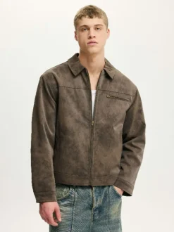 Cotton On Grey Cropped Faux Suede Harrington Jacket Best