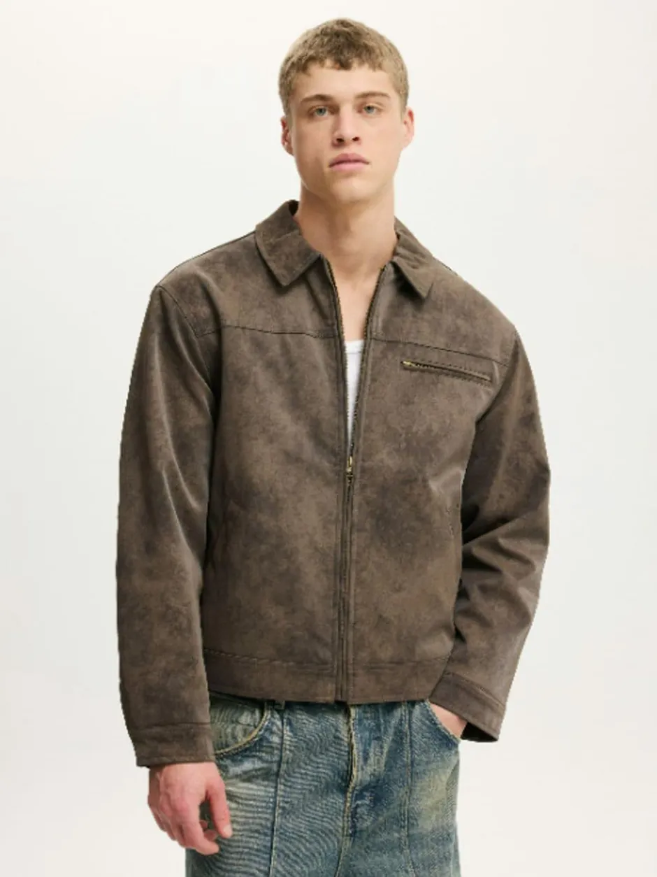 Cotton On Grey Cropped Faux Suede Harrington Jacket Best