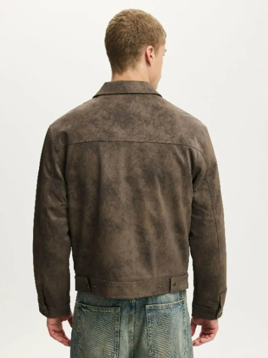Cotton On Grey Cropped Faux Suede Harrington Jacket Best
