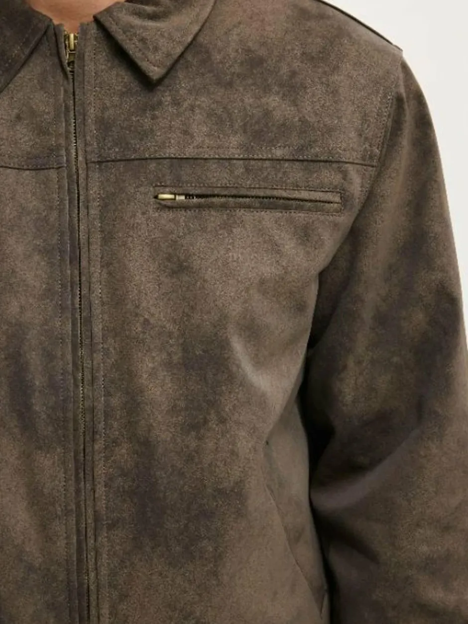 Cotton On Grey Cropped Faux Suede Harrington Jacket Best