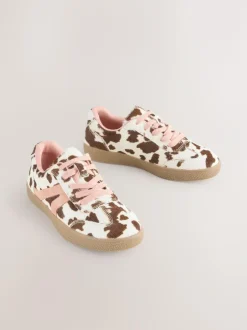 Next Cow Print Leather Standard Fit (F) Retro Trainers New